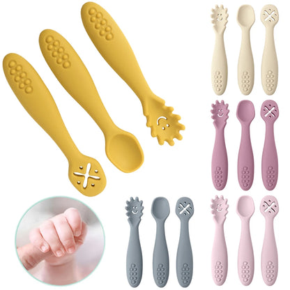 3PCS Silicone Spoon Fork For Baby