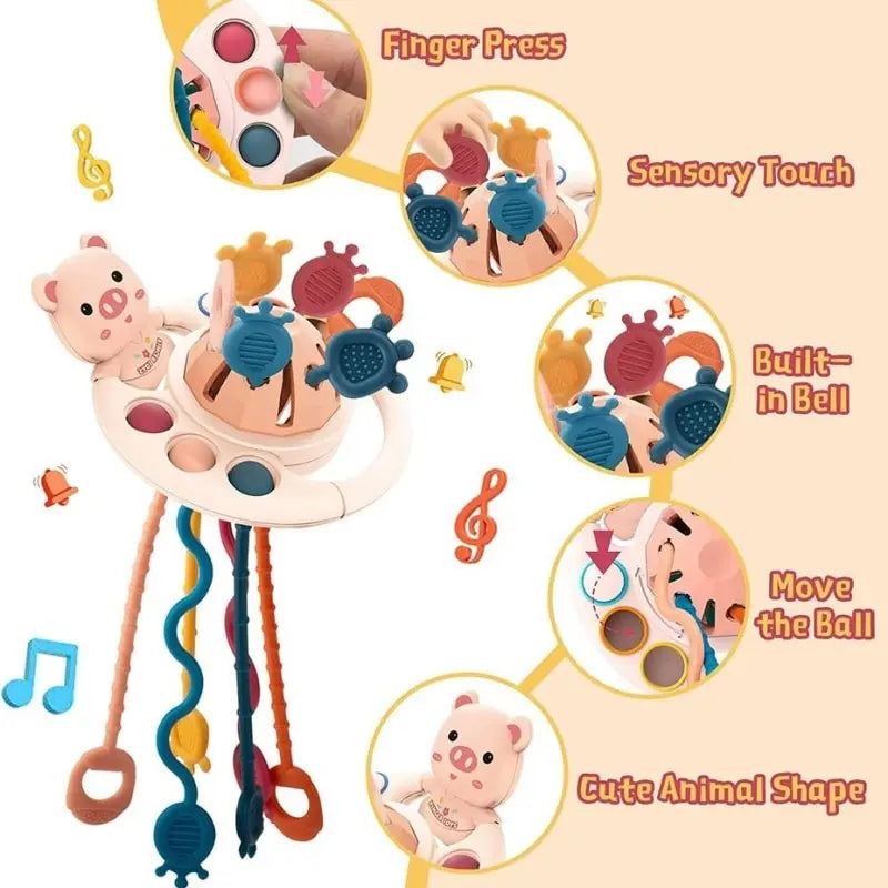 Silicone Pull String Baby Develop Teething Montessori