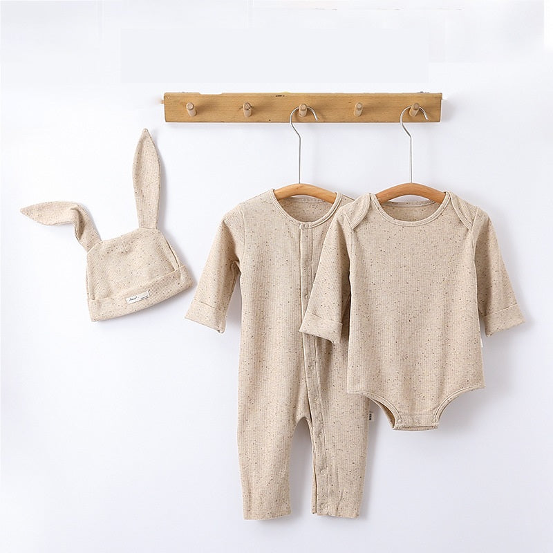 Baby Simple Long Sleeves Onesie/Romper And Hat